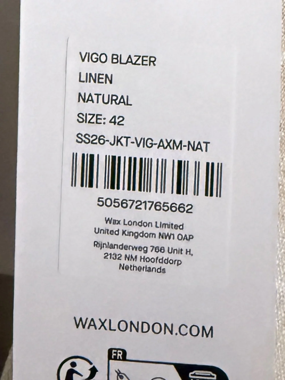 WAX Light Beige Double-Breasted Linen Blazer